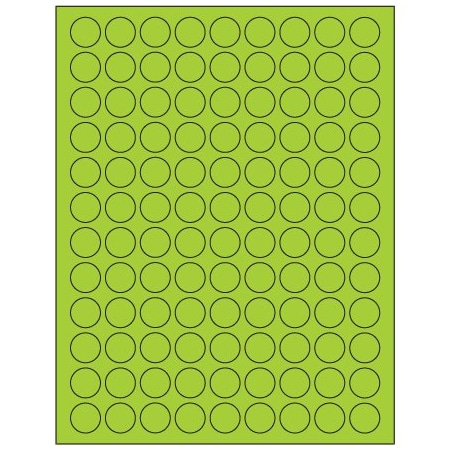 Bsc Preferred 3/4'' Fluorescent Green Circle Laser Labels, 10800PK BUY00021901